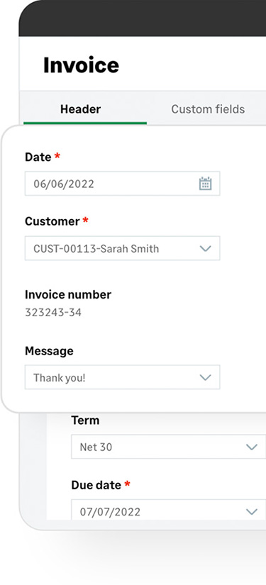 Screen Capture of Sage Invoicing Dashboard